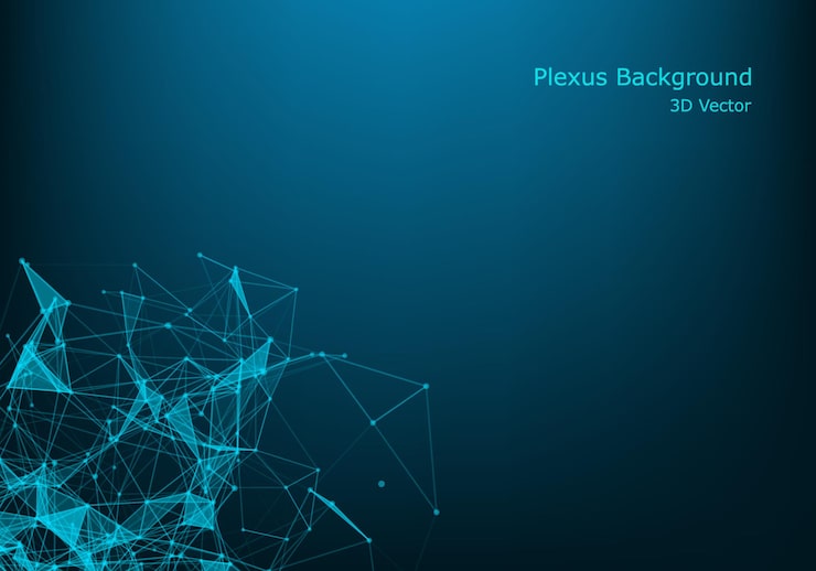 Vector abstract plexus background with connected lines and dots wave flow plexus geometric effect big data with compounds lines plexus minimal array digital data visualization vector illustration