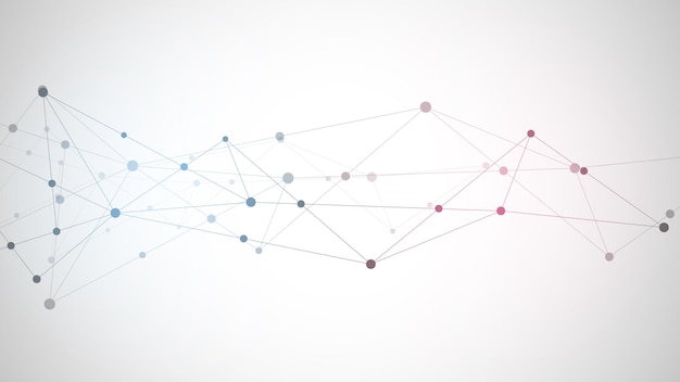 Vettore sfondo astratto plesso con punti e linee di collegamento