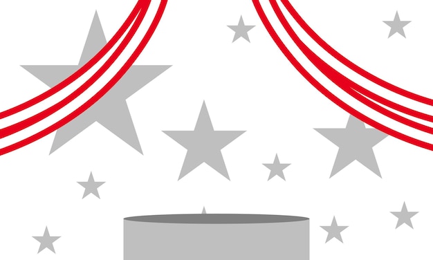 抽象的な表彰台プレゼンテーションの背景アメリカ星とリボン付き台座プレゼンテーションのモックアップ