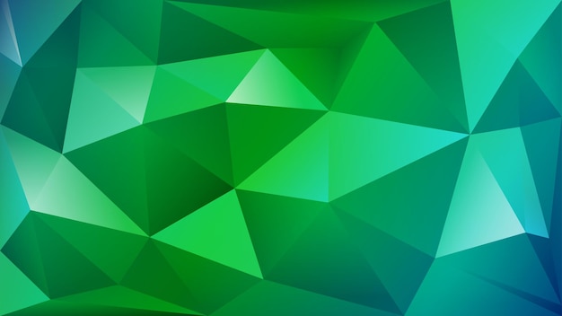 Vector abstract polygonal background of many triangles in green and light blue colors