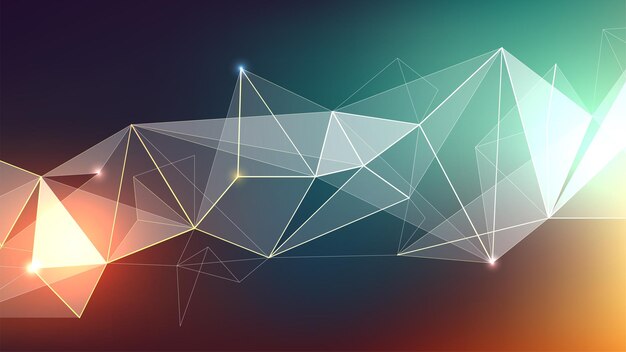 Abstract polygonal background with connected lines and dots minimalistic geometric pattern vector bright illustration with flash futuristic wallpaper concept of digital technologies