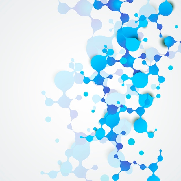 Vector abstract polygonal background with connecting blue dots with lines.