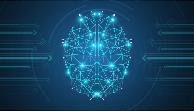 ベクトル 抽象的な多角形の脳人工知能と機械学習の概念点と線を結ぶ三角形あなたのデザインのためのグラフィックの概念