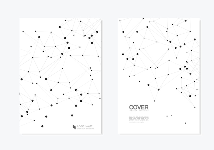 Vector abstract polygonal cover with connected lines and dots