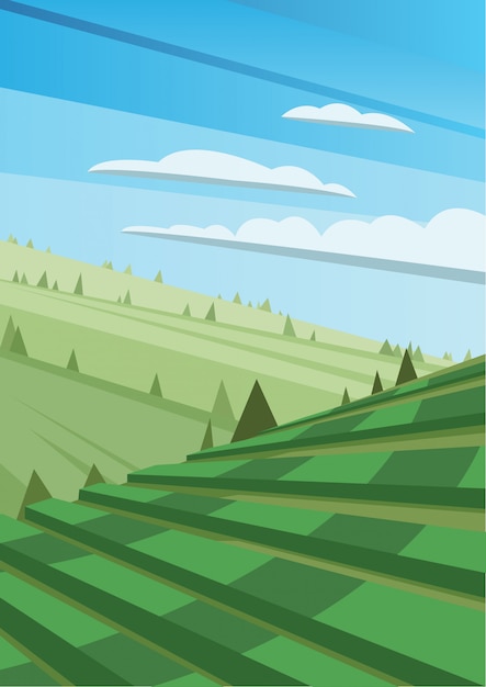 Vector abstract polygonal green landscape