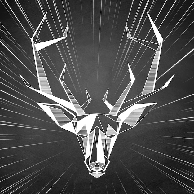 多角形の抽象的な鹿の頭。幾何学的な線形動物