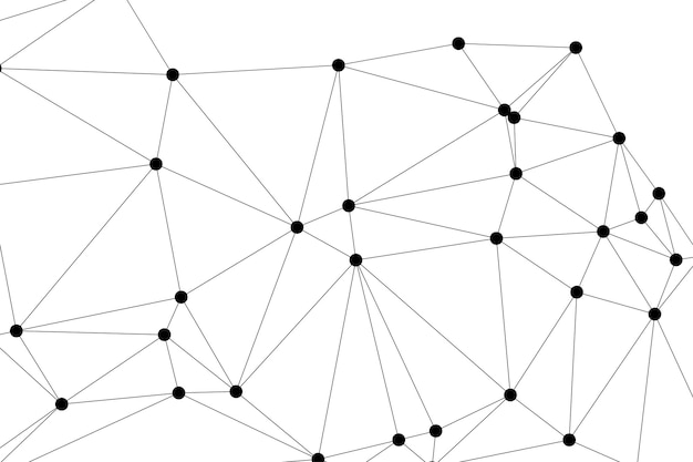 Abstract Polygonal Mesh met zwarte knooppunten en dunne lijnen Het creëren van een minimalistisch geometrisch netwerkpatroon