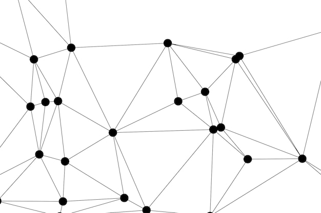 Abstract Polygonal Mesh met zwarte knooppunten en dunne lijnen Het creëren van een minimalistisch geometrisch netwerkpatroon