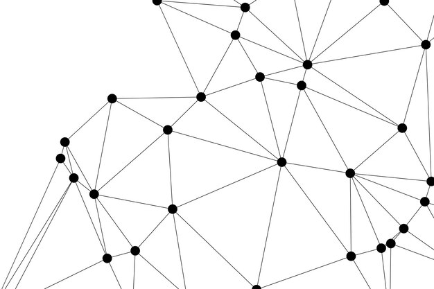 Abstract Polygonal Mesh met zwarte knooppunten en dunne lijnen Het creëren van een minimalistisch geometrisch netwerkpatroon