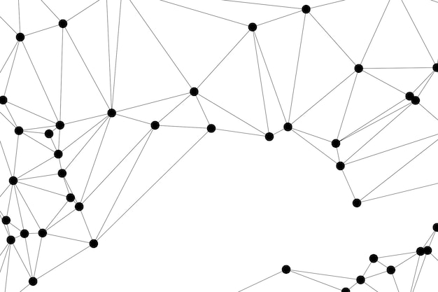 Abstract Polygonal Mesh met zwarte knooppunten en dunne lijnen Het creëren van een minimalistisch geometrisch netwerkpatroon