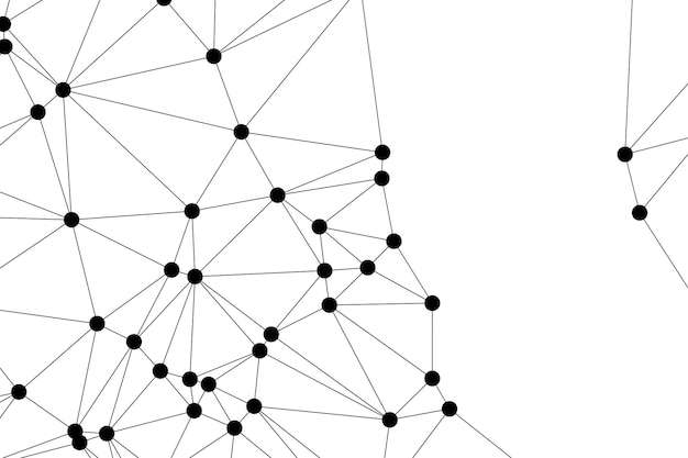 Abstract Polygonal Mesh with Black Nodes and Thin Lines Creating a Minimalist Geometric Network Pattern