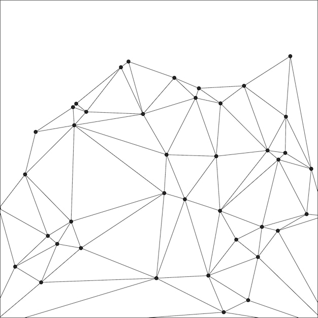 抽象的な多角網 黒のノードと薄い線で ミニマリストの幾何学的なネットワークパターンを作成します