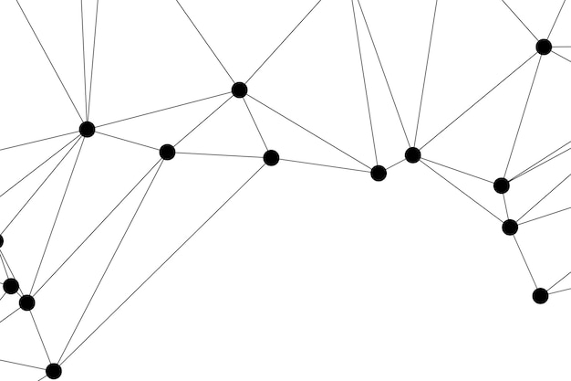 Abstract Polygonal Mesh with Black Nodes and Thin Lines Creating a Minimalist Geometric Network Pattern