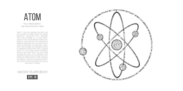 Vector abstract polygonal silhouette of atoms