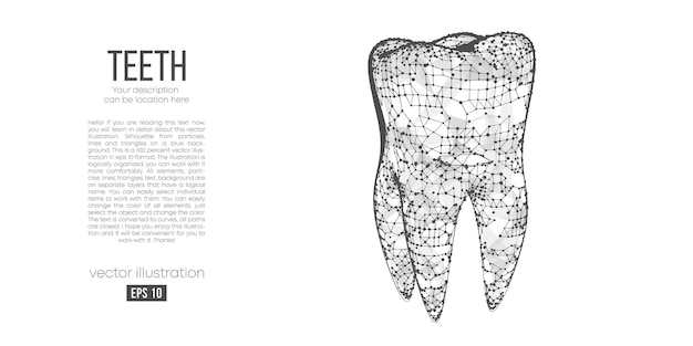 인간의 치아의 추상 다각형 실루엣