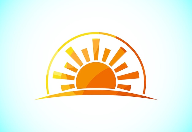 Abstract polygonal sun logo design Solar sunburst icon Geometric triangle shapes