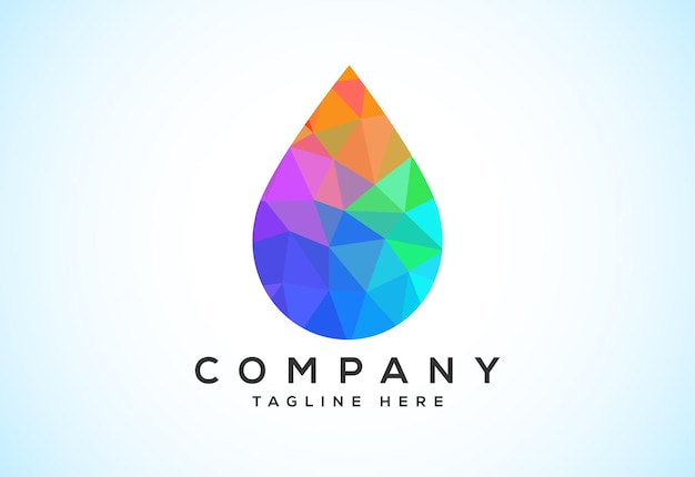 Abstract polygonal water drop logo sign symbol Low poly water drop Logo Geometric triangle shapes