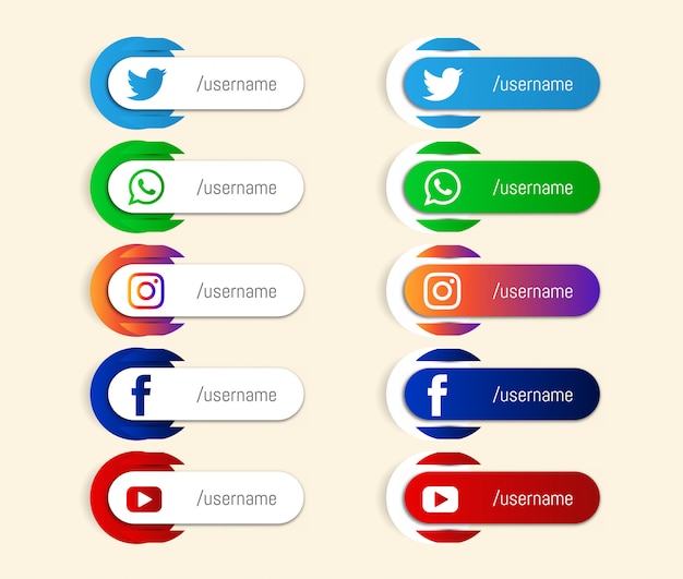 Abstract popular social media lower third icons