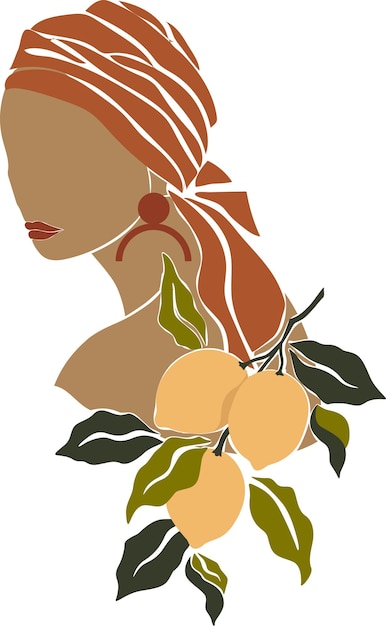 Абстрактный портрет афро-девушки Абстрактный плакат с девушкой Плоская иллюстрация девушки-женщины