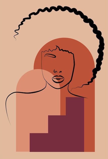 Abstract portret van een Afrikaanse vrouw in een minimalistische stijl