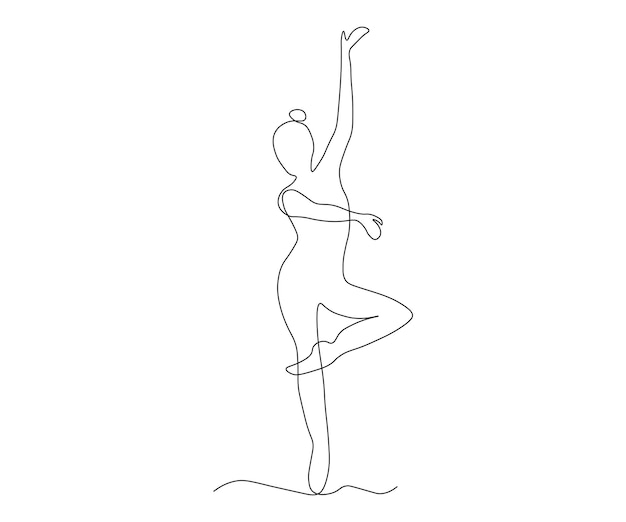 Абстрактная поза танцовщицы балета Непрерывный рисунок одной линии