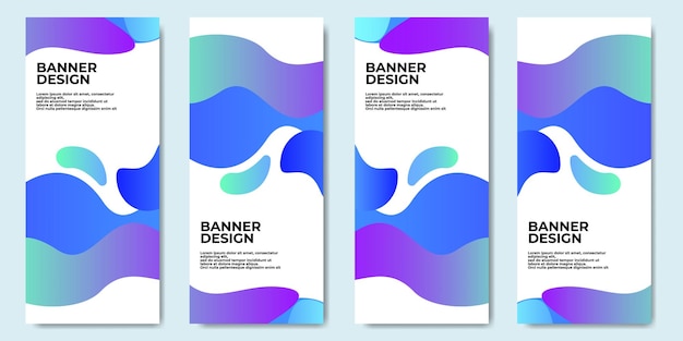 Abstract poster- en bannerontwerp in vloeibare gradiëntstijl