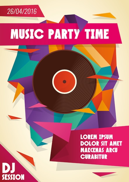 Vector abstract poster party met een vinyl