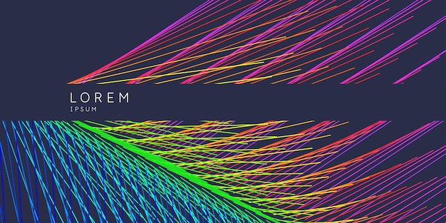 Абстрактный плакат с цветными линиями на темном фоне Векторная иллюстрация