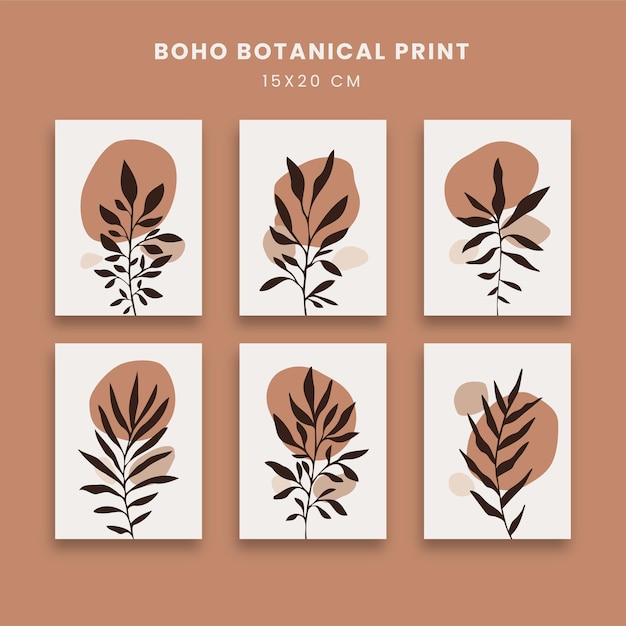 Vector abstract posters art set with botanical leaves