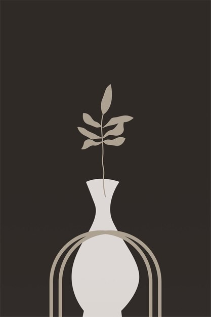 abstract pottery wall print minimalist plant art tropical art palm leaf vase art print bohemian pot wall art