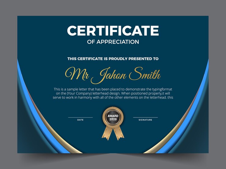 Abstract premium certificate of achievement