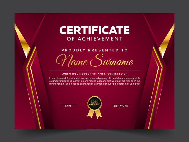 Abstract premium certificate of achievement