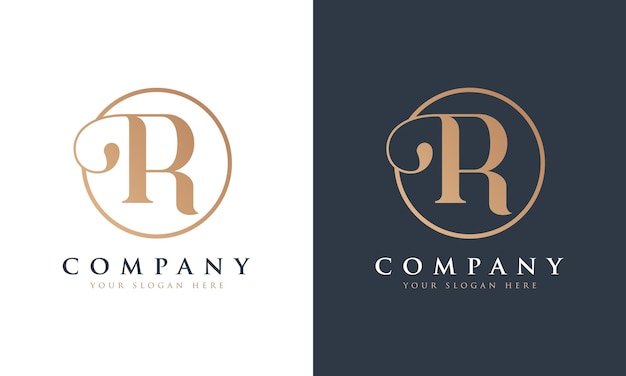 Abstract Premium Royal luxury elegant letter R logo design