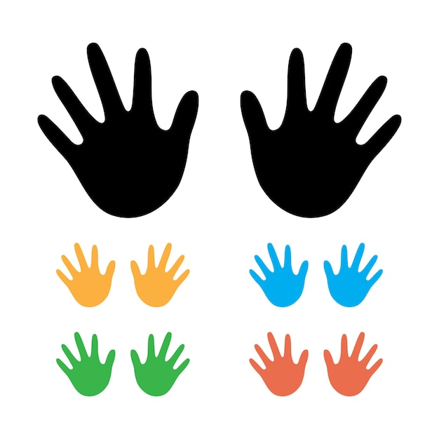 Абстрактные отпечатки рук ребенка, изолированные векторные иллюстрации, чернила для пальцев, цвет ладони, след