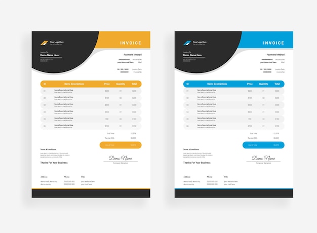 Abstract Professional Business invoice template design