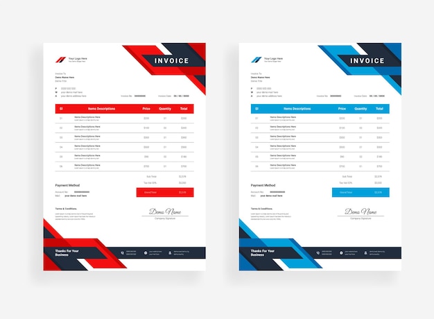 Abstract Professional Business invoice template design