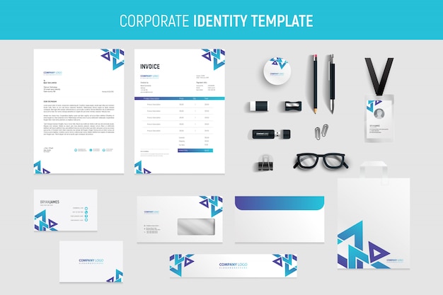 Vector abstract professional business stationery set