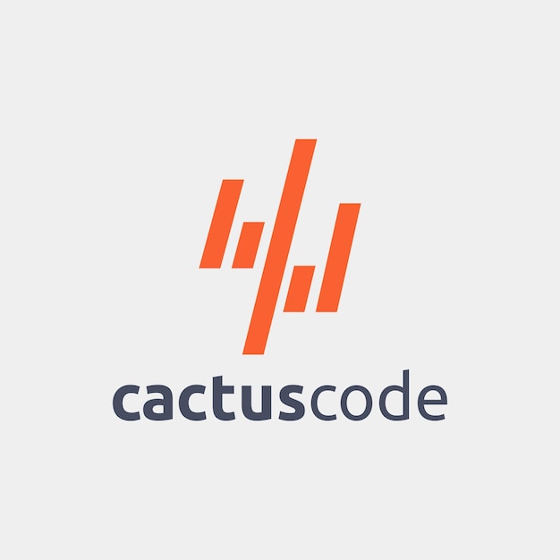 Vettore modello astratto di vettore dell'icona del logo del codice del cactus del programmatore su priorità bassa bianca