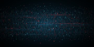 Premium Vector | Abstract programming background. blue and red glowing ...