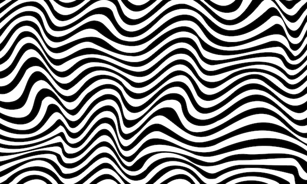 Abstract psychedelic black and white zebra stripes background Optical illusion wavy lines