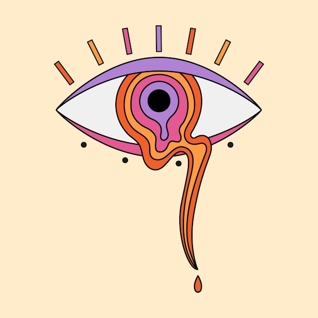 Vector abstract psychedelic eye illustration hypnosis concept