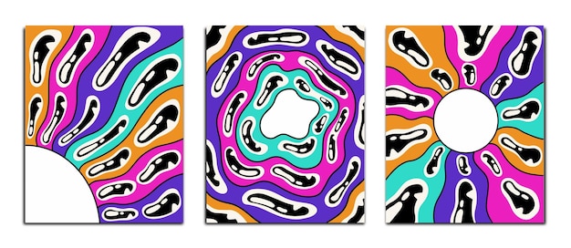 Abstract psychedelic pop art colorful background set bundle pack
