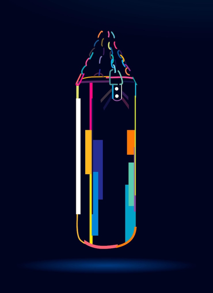 Vector abstract punching bag for training from multicolored paints colored drawing vector illustration