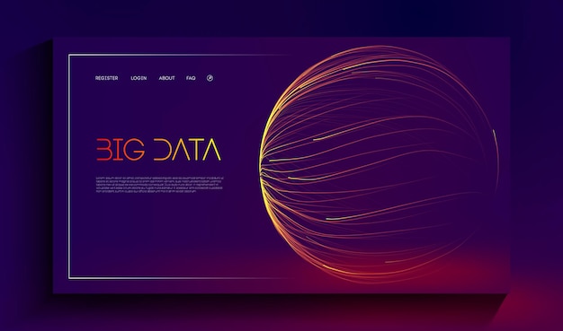 Visualizzazione astratta di big data viola su sfondo blu scuro analisi della struttura dei dati digi...