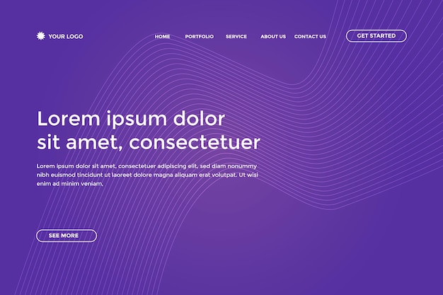 Abstract purple gradient landing page design