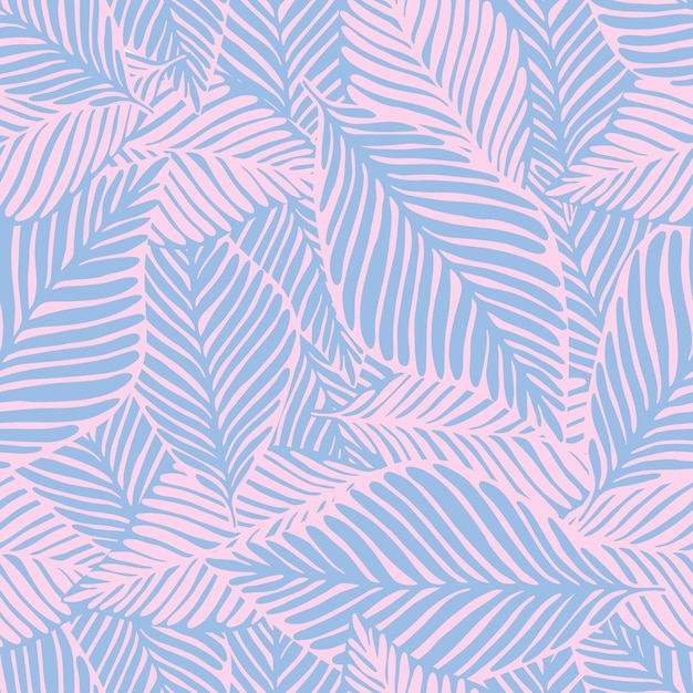 Abstract purple jungle print. Exotic plant. Tropical pattern, palm leaves seamless vector floral background.