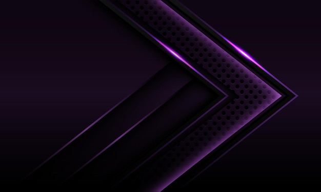 Vector abstract purple light line arrow direction circle mesh design luxury future technology background