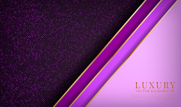 金色のメタリックライン効果を持つ抽象的な紫色の豪華な背景のオーバーラップレイヤー