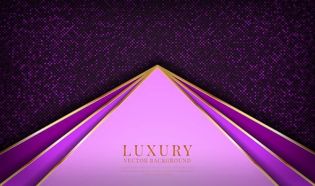 Abstract purple luxury background overlap layer with golden metallic lines effect