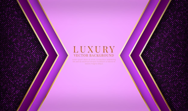 Abstract purple luxury background overlap layer with golden metallic lines effect